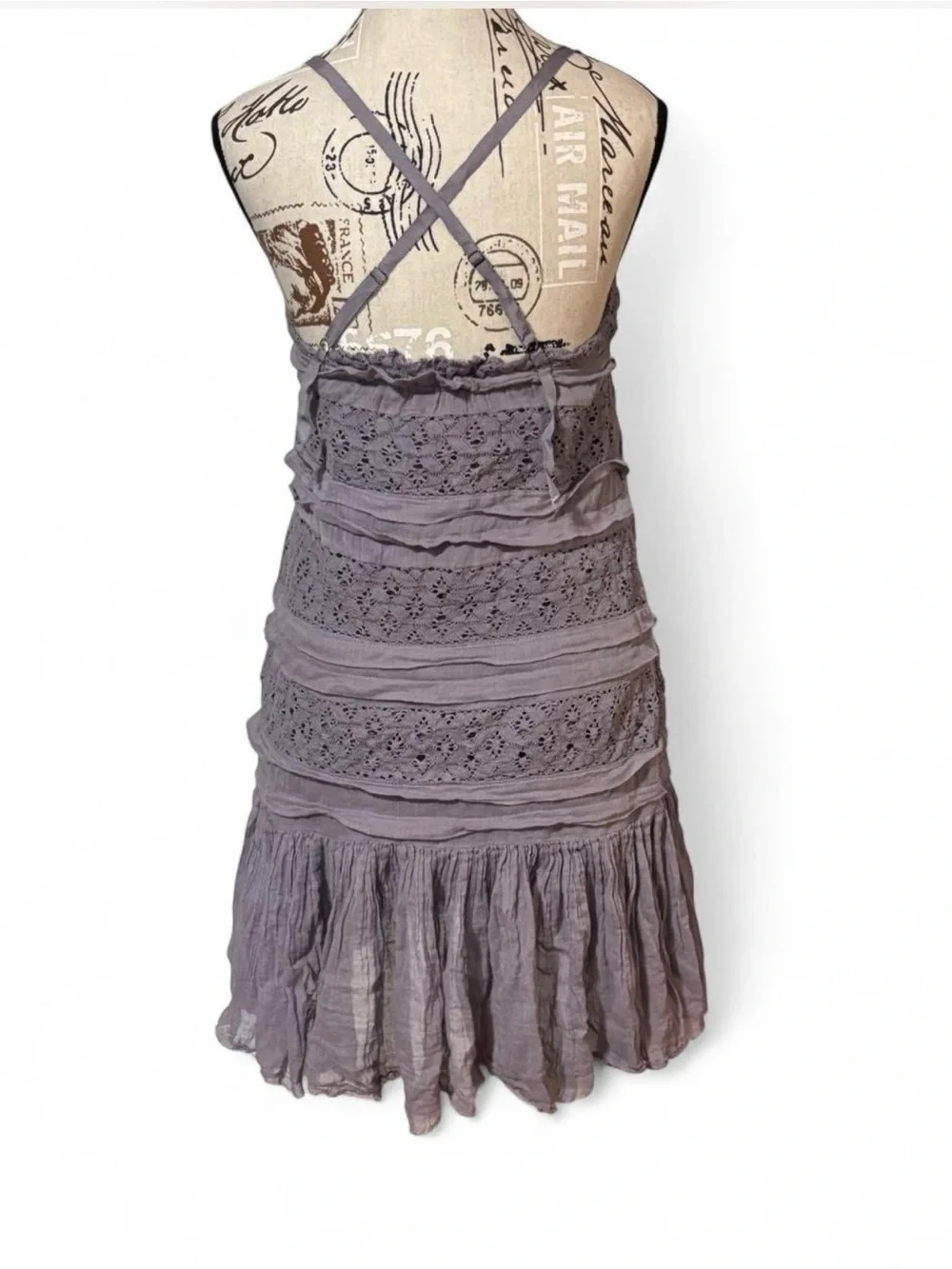 Free People Lavender Boho Lace Mini Dress S